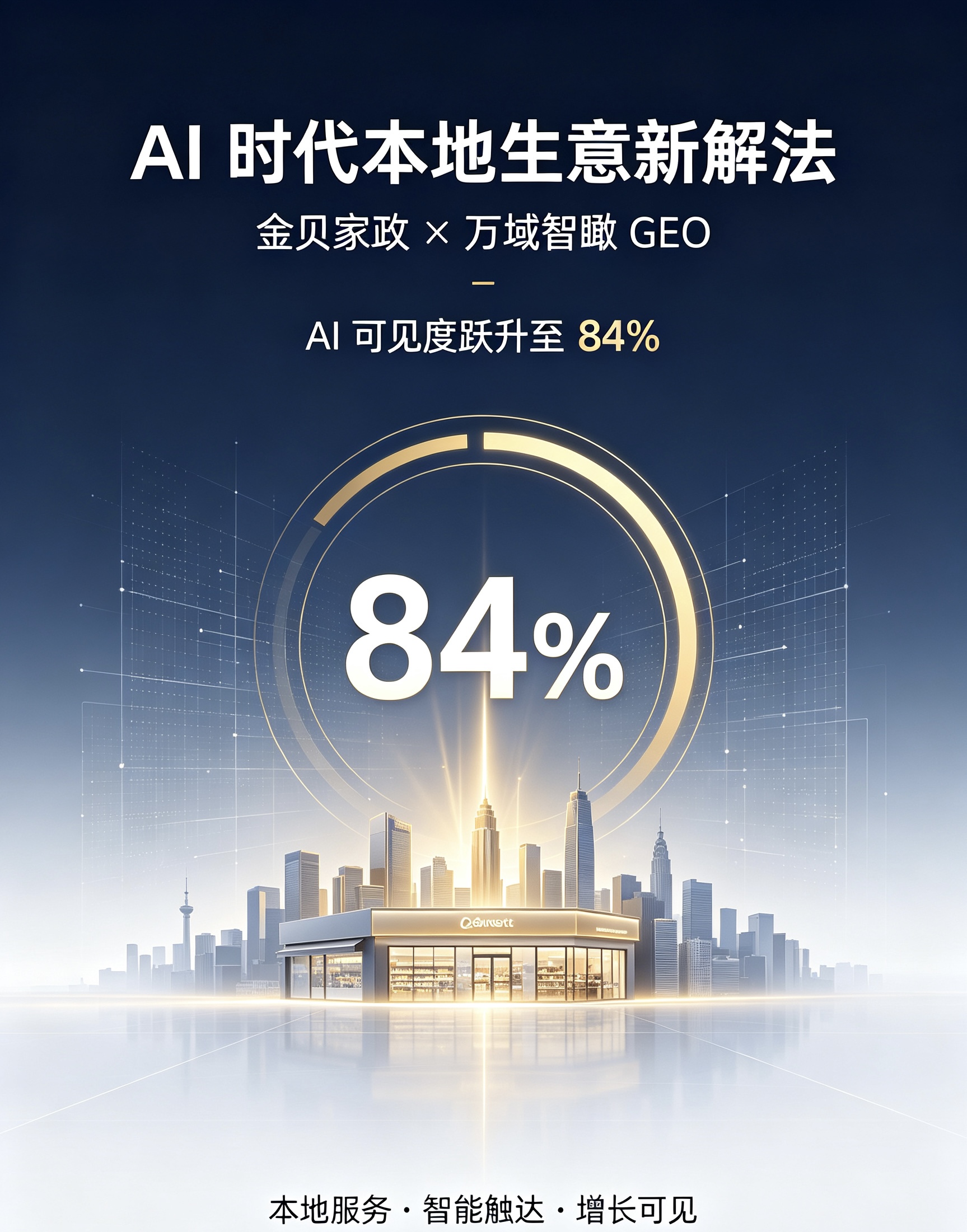 AI时代本地生意新解法:金贝家政携手微盟星启GEO实现AI可见度跃升至84%!